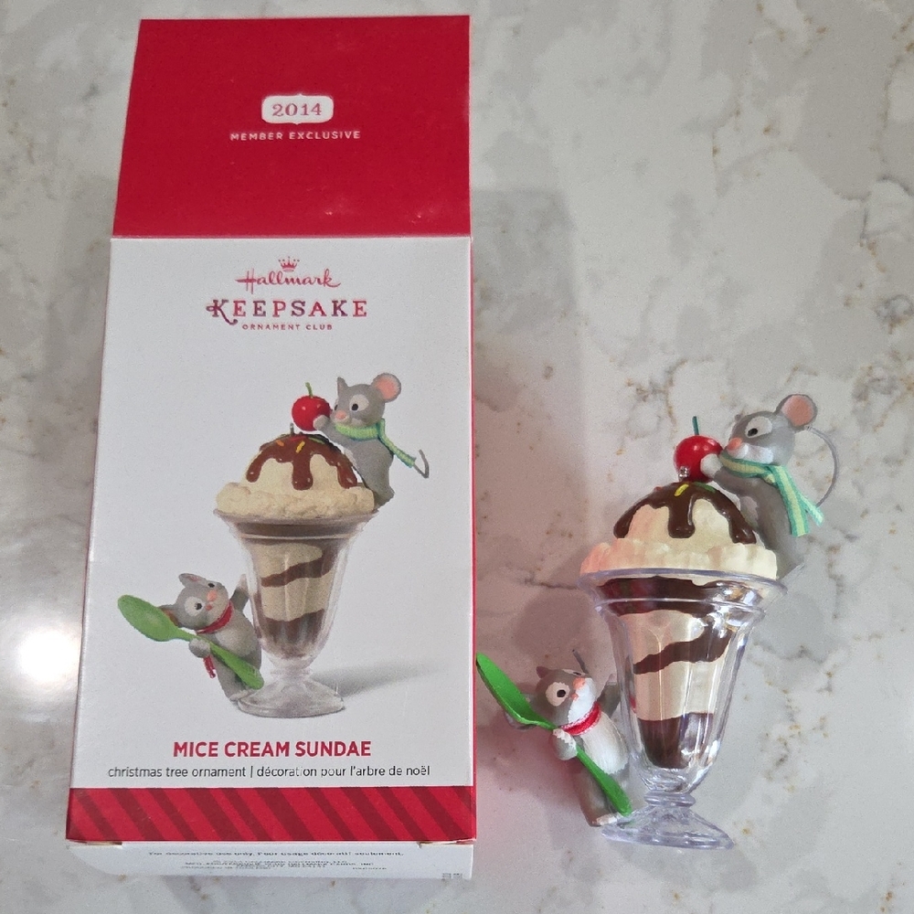 2014 Hallmark Keepsake Mice with Sundae Christmas Ornament